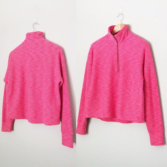 Sweaty Betty Rest Up Textured Half Zip Pullover Sweatshirt Tulip Red Pink S $128 - Picture 6 of 16